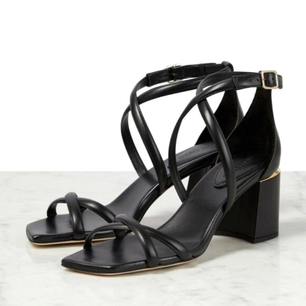 NIB$795 Jimmy Choo Rheea 65 Logo Block Heel Crisscross Leather Sandals 39.5, 9.5 - Picture 3 of 16